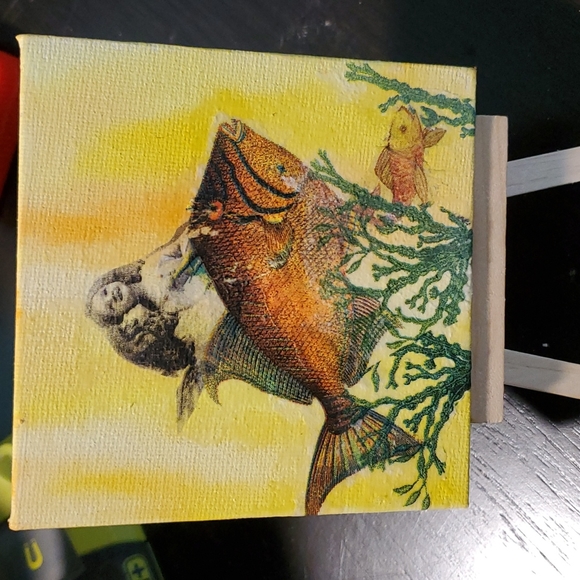 2 Canvas Watercolor Originals with easels - Picture 2 of 3